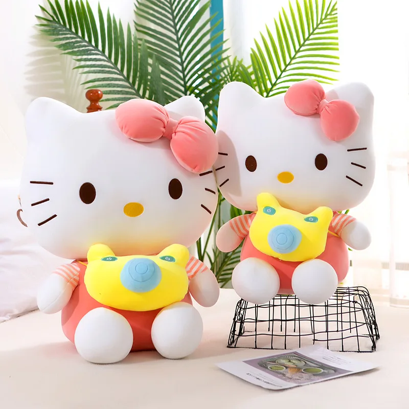 

30-50Cm Kawaii Sanrio Hello Kitty Plush Toys Doll Cute Camera Hello Kitty Doll Kawaii Room Decor Stuffed Children Toys Gift