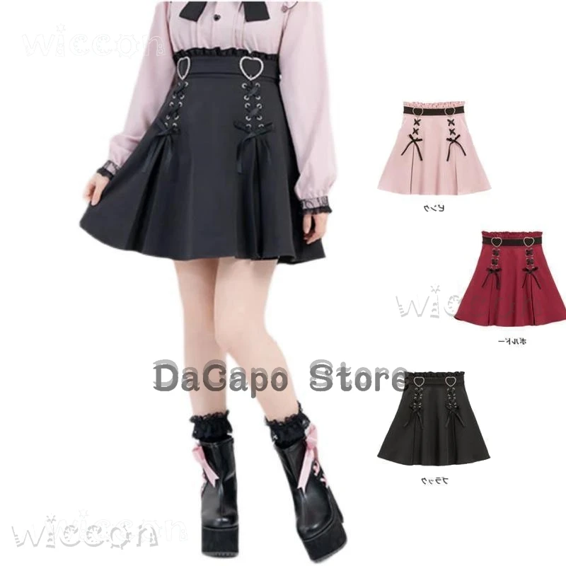 FancyJirai kei Юбки Лолита для девочек Женская блузка с бантом Kawii Розовое черное платье