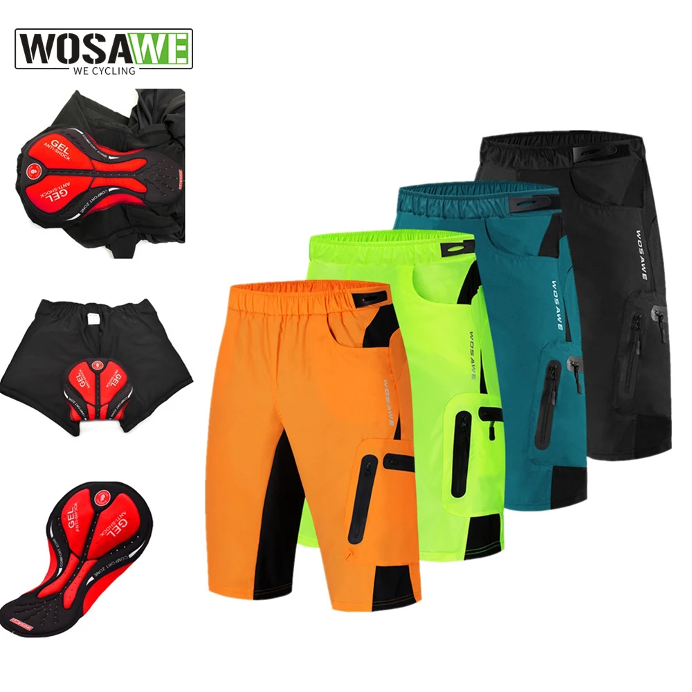 

WOSAWE Men's Downhill Shorts Cycling Shorts With Non-Removable Padded Underwear Bike MTB Shorts Loose Fit Outdoor Bicycle Shorts