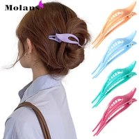 molans new korean girl hollow ponytail duckbill clip solid color daily wild headwear headband hair claw clip hair accessories