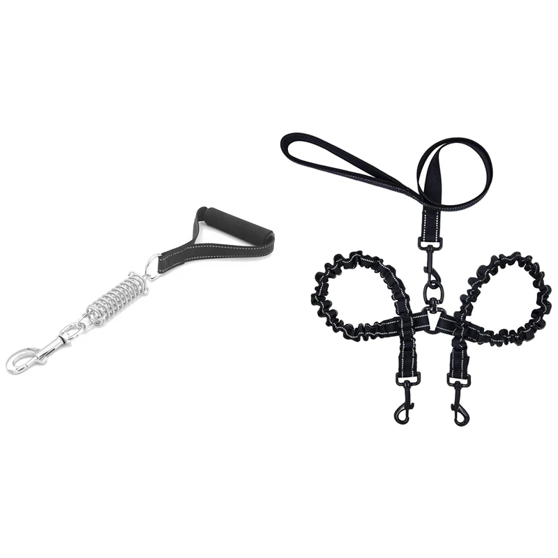 

1 Pcs 2.5Cm Traffic Handler - Short Dog Leash With Traffic Handle & 1 Pcs 1M Double Dual Dog Leash,No Tangle Dog Lead