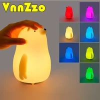 vnnzzo night lights silicone dimmable usb rechargeable lamps for children baby gifts cartoon cute animal bear night lamp