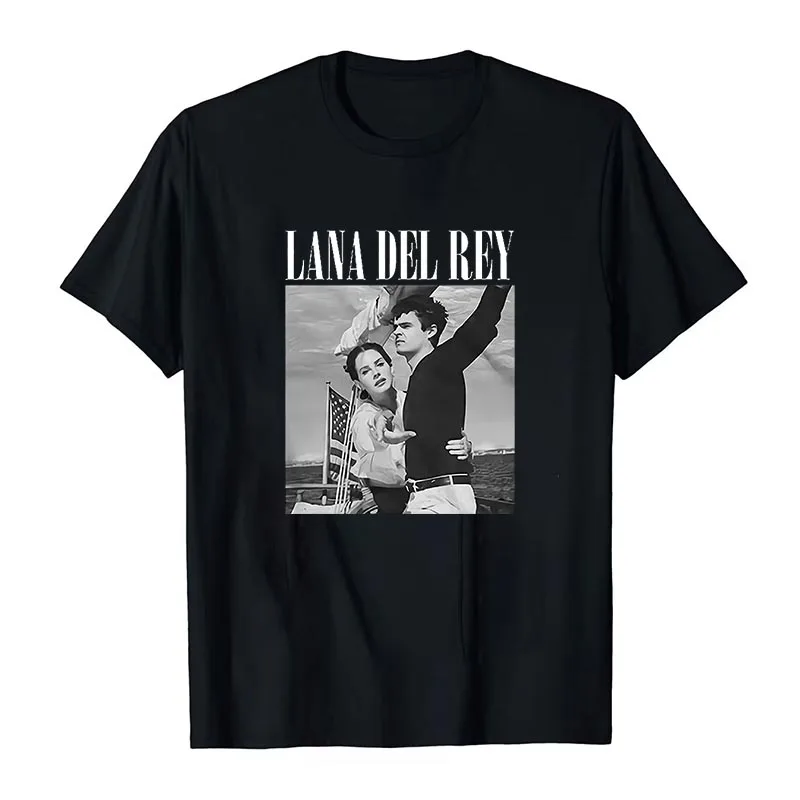 

Men's Large T-shirt Retro Street Culture Print Black Top Casual Fashion Cotton Summer T-shirt Unisex