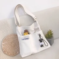 canvas handbags 2022 new trend shoulder bag girl student school fashion womens bags messenger bag solid color bags for women