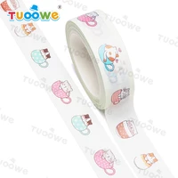 2022 new 1pc 15mm x 10m funny cat sleeping in cup of coffee cartoon scrapbook paper masking adhesive washi tape designer mask
