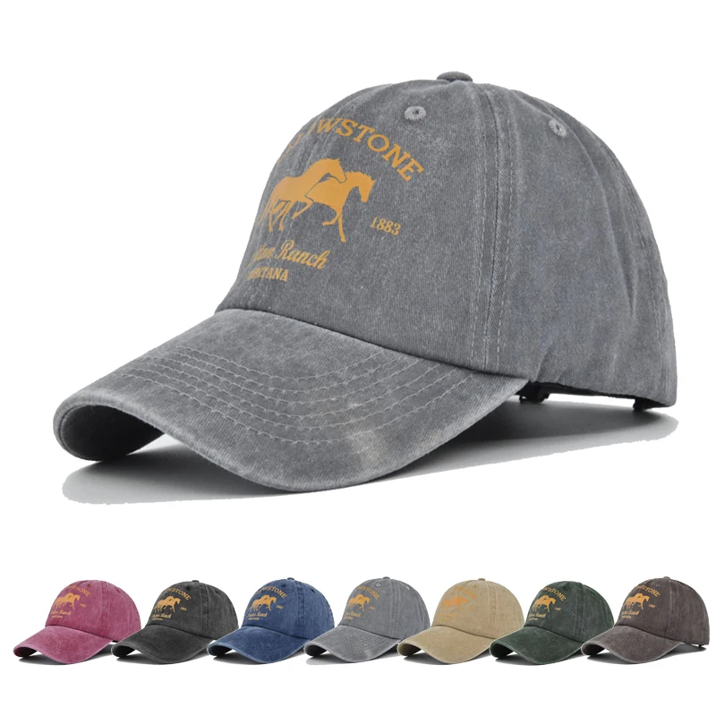 

Baseball Cap Snapback Hat YELLOWSTONE Sun hat Horse Spring Autumn baseball cap Sport cap Hip Hop Fitted Cap Hats For Men Women