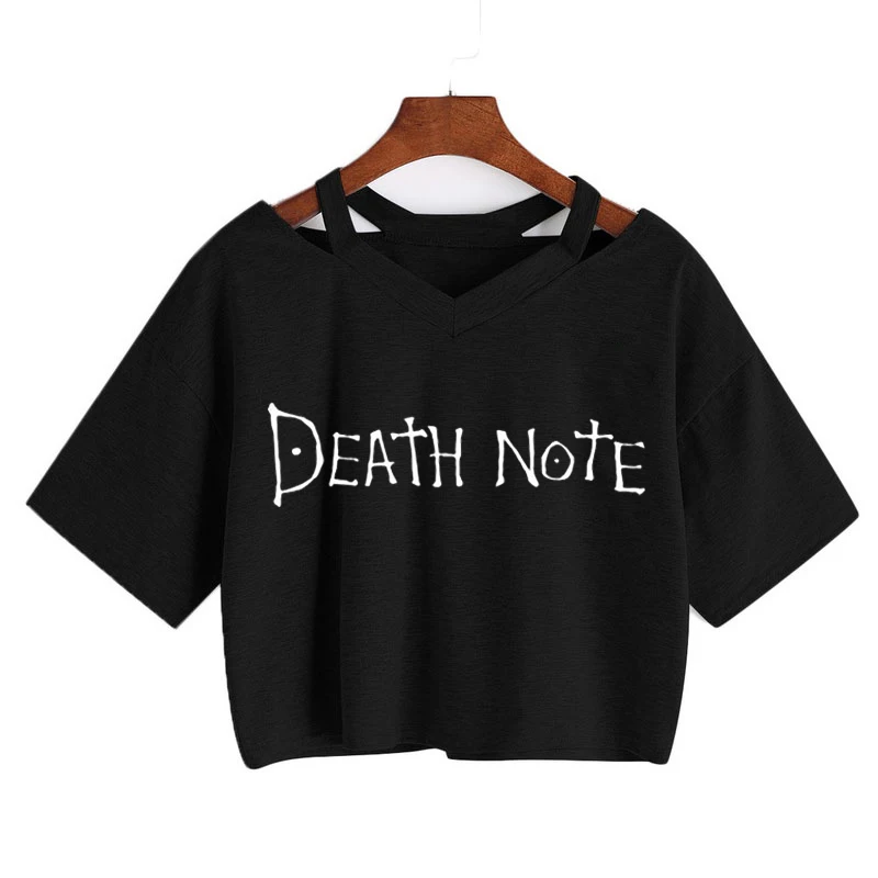 Anime death note print T-shirt Women Short Sleeve Tees Japanese Manga Punk Harajuku Crop tops