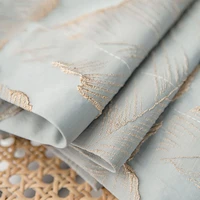 villa imitation satin jacquard curtain for living room luxury gold thread embroidery 3d embossed leaves curtains for bedroom 5