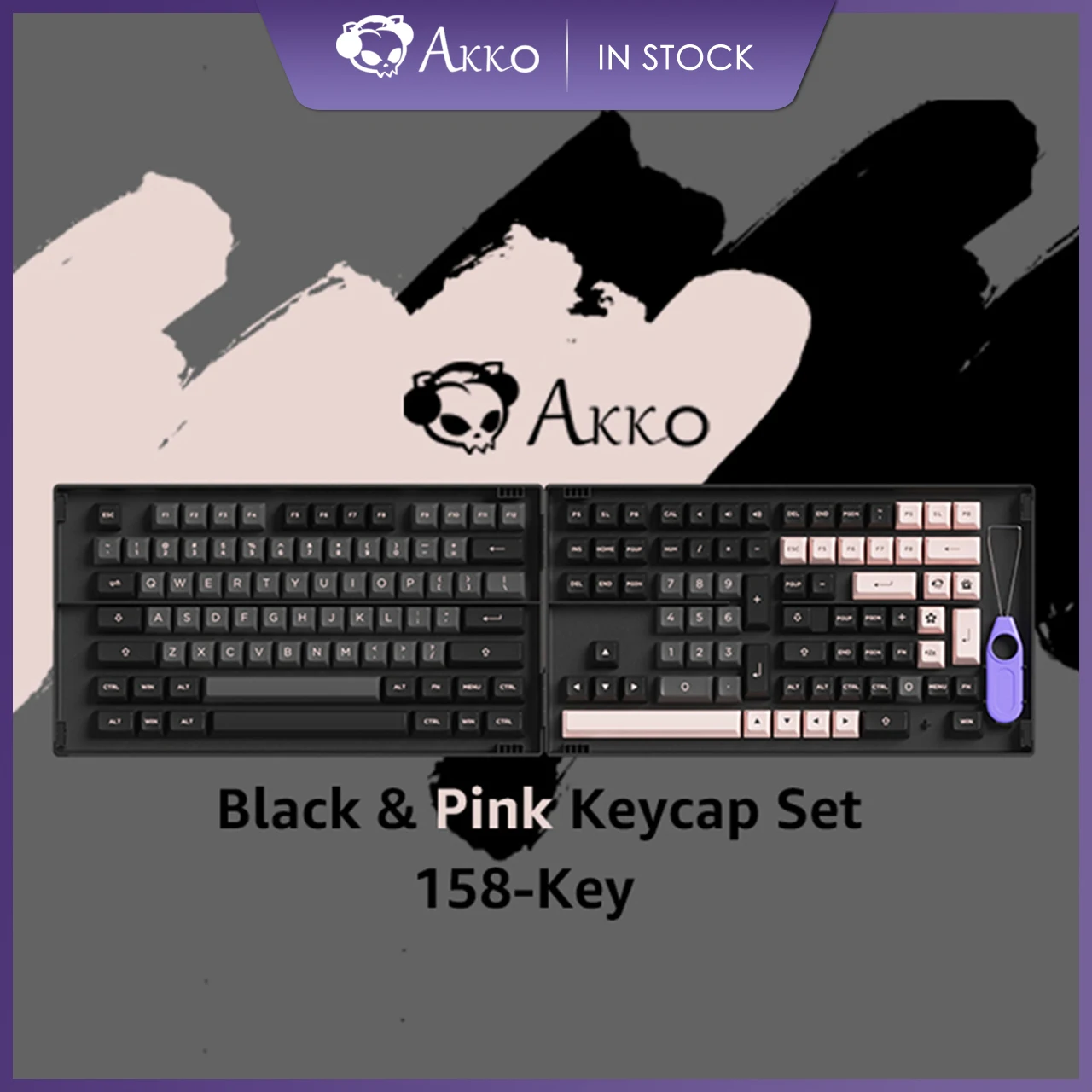 

Набор черных и розовых клавиатур Akko с 158 клавишами, ASA Profile PBT, колпачки для двойных клавиш для механических клавиатур с несколькими раскладка...