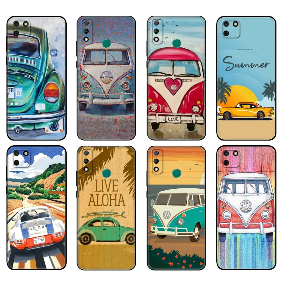 Черный чехол из ТПУ для Huawei Y9S Y6S Y8S Y5P Y7P Y8P Y5 lite Prime 2018 Y6 2019 классический винтажный