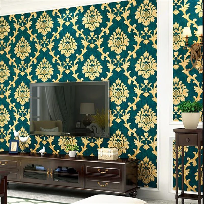 

3D stereo European Damascus wallpaper waterproof luxury warm bedroom living room engineering TV background wallpaper