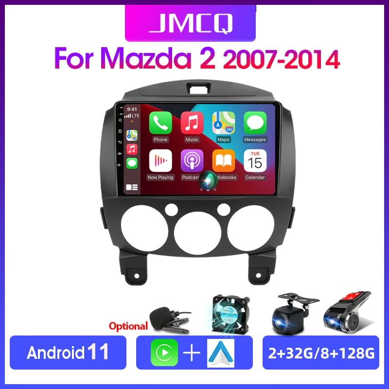 Автомагнитола JMCQ 2DIN Android 11 мультимедийный видеоплеер навигация GPS для MAZDA 2 Mazda2