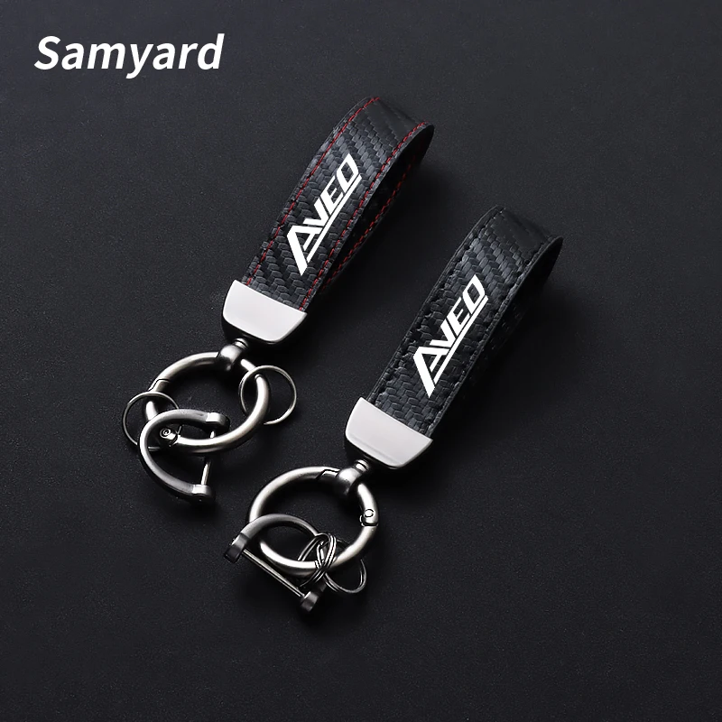 

Carbon Fiber Leather Car Keychain For Chevrolet Aveo Captiva Cruzm Onix Orlado Sail Sonic Spark Key Rings Car Accessories