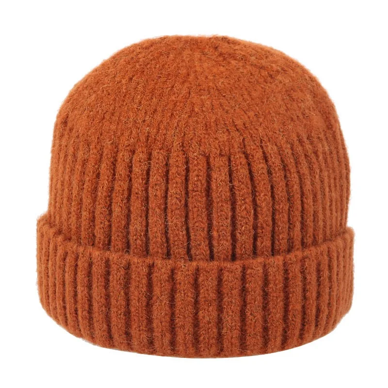 

Solid Color Curling Short Paragraph Men Knitted Hat Keep Warm Knitting Autumn Winter Unisex Skull Cap Beanie