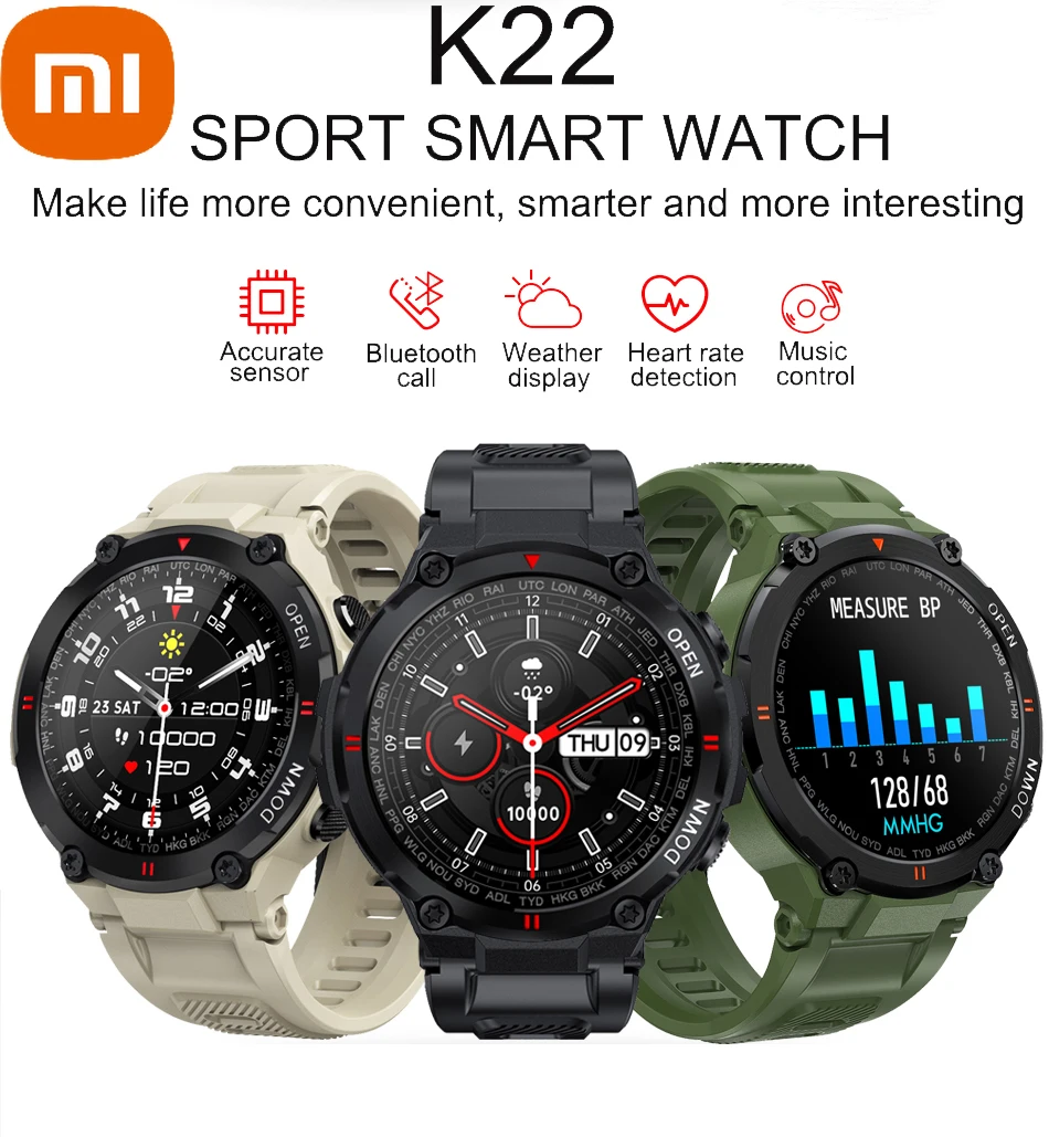 

xiaomi K22 NEW Smartwatch Bluetooth Call Music Play DIY Watch Face Smart watch Men For Android IOS PK T Rex 30 Days Standby