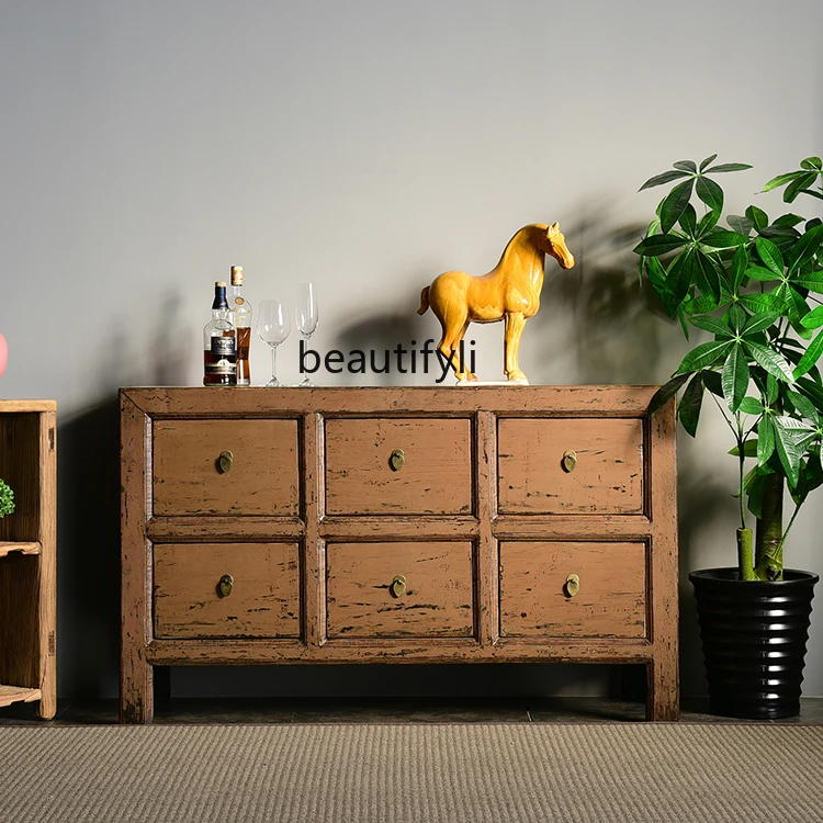 Простой Новый шкаф-сервант в китайском стиле с шестью ящиками комбинезон ретро
