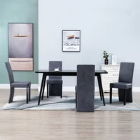 kitchen dining chairs set of 4 for dining room decor 4 pcs gray faux suede leather