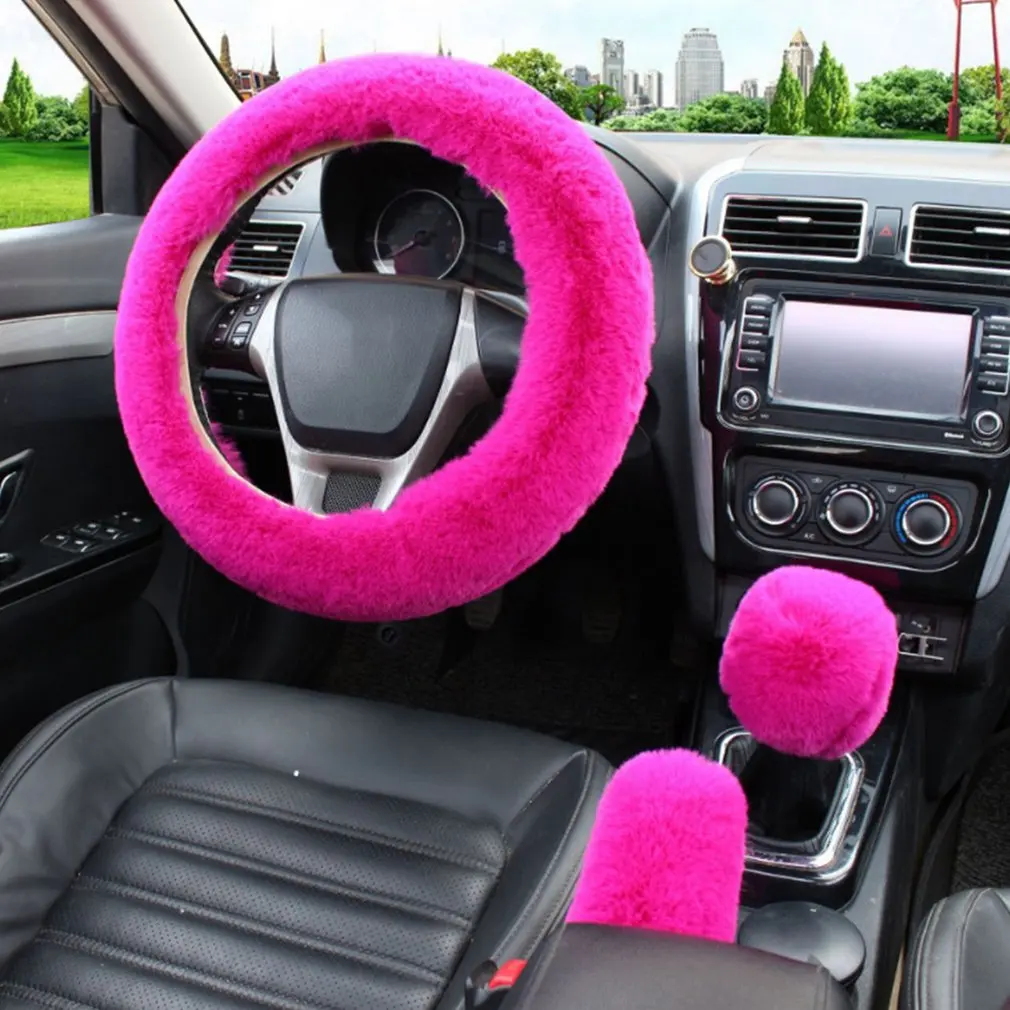 

Комплект чехлов для руля, комплект из 3 плюшевых чехлов для автомобильного руля с рисунком кролика и фонарей для стояночного тормоза