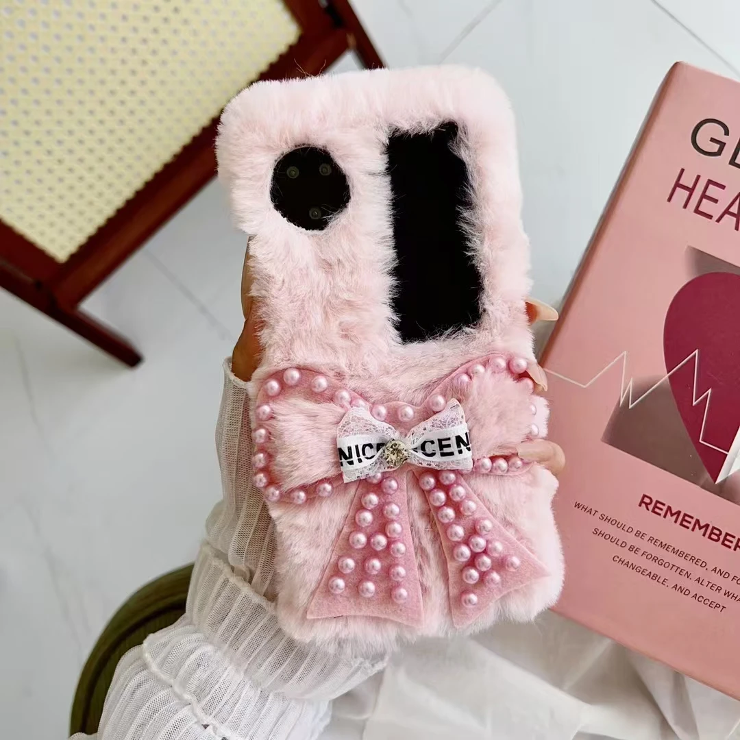 Уникальный Модный милый мягкий флип-чехол для телефона с жемчужным бантом Oppo Find N2