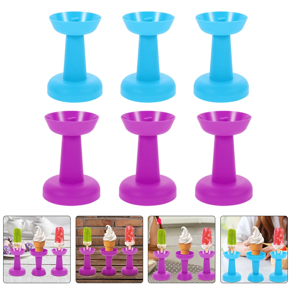 

6Pcs Ice Cream Holder Cone Cream Display Stand Ice Sucker Holder Paper Cone Holder