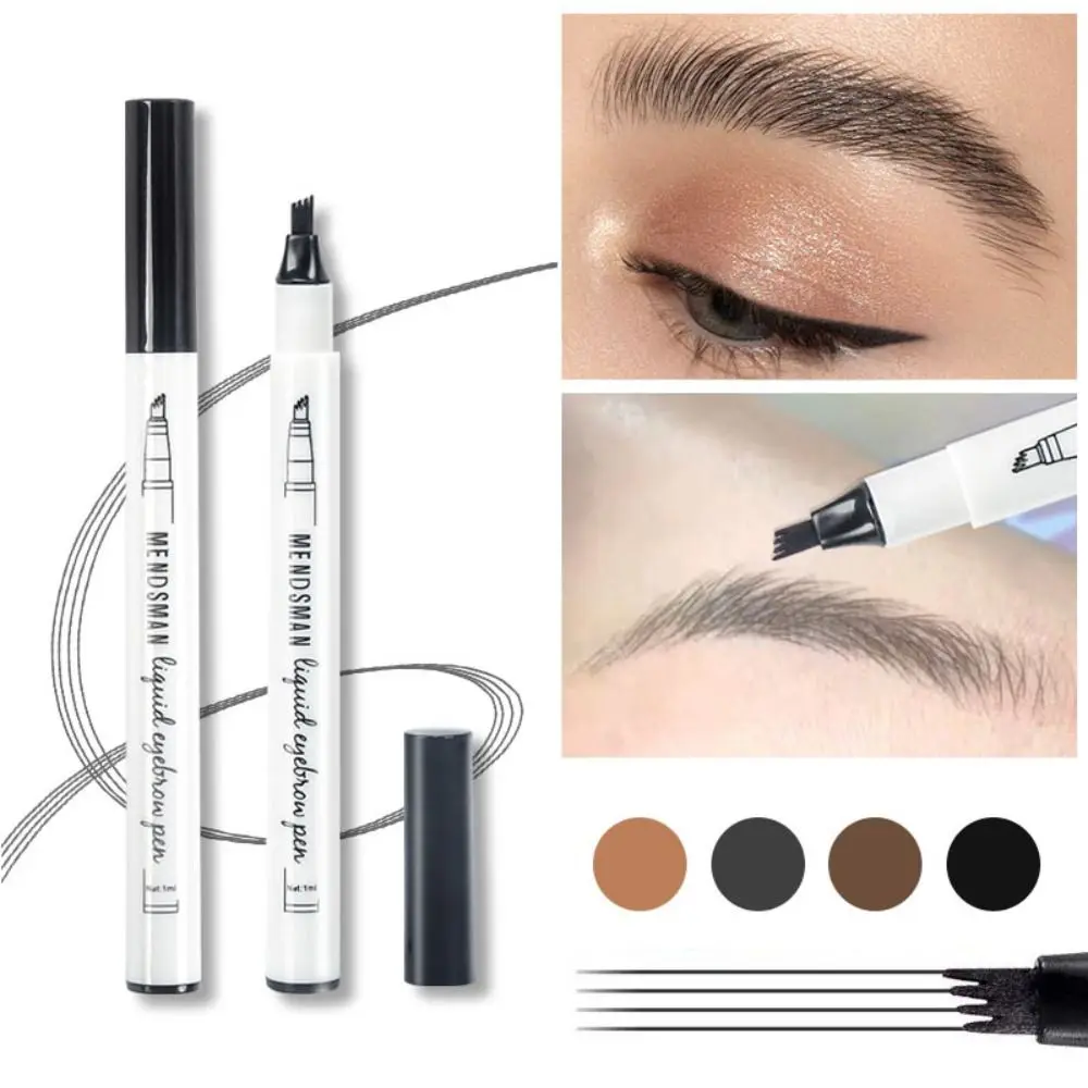 

Four Fork Tip Liquid Eyebrow Pen 4D Ultra-fine Imitation Wild Eye Brow Pencil Black Brown Waterproof Eyebrow Enhancers