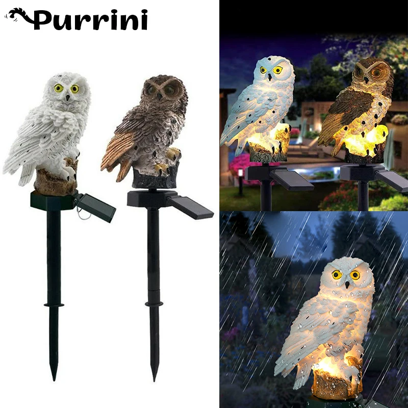 

Светодиодный садовый светильник на солнечной батарее в виде совы, уличное освещение с питанием от солнечной энергии, лампы для лужайки с жи...