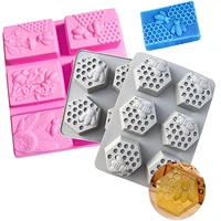 1pc honey bee silicone soap mold diy handmade craft 3d soap mold silicone rectangular 6 forms soap molds for soap making