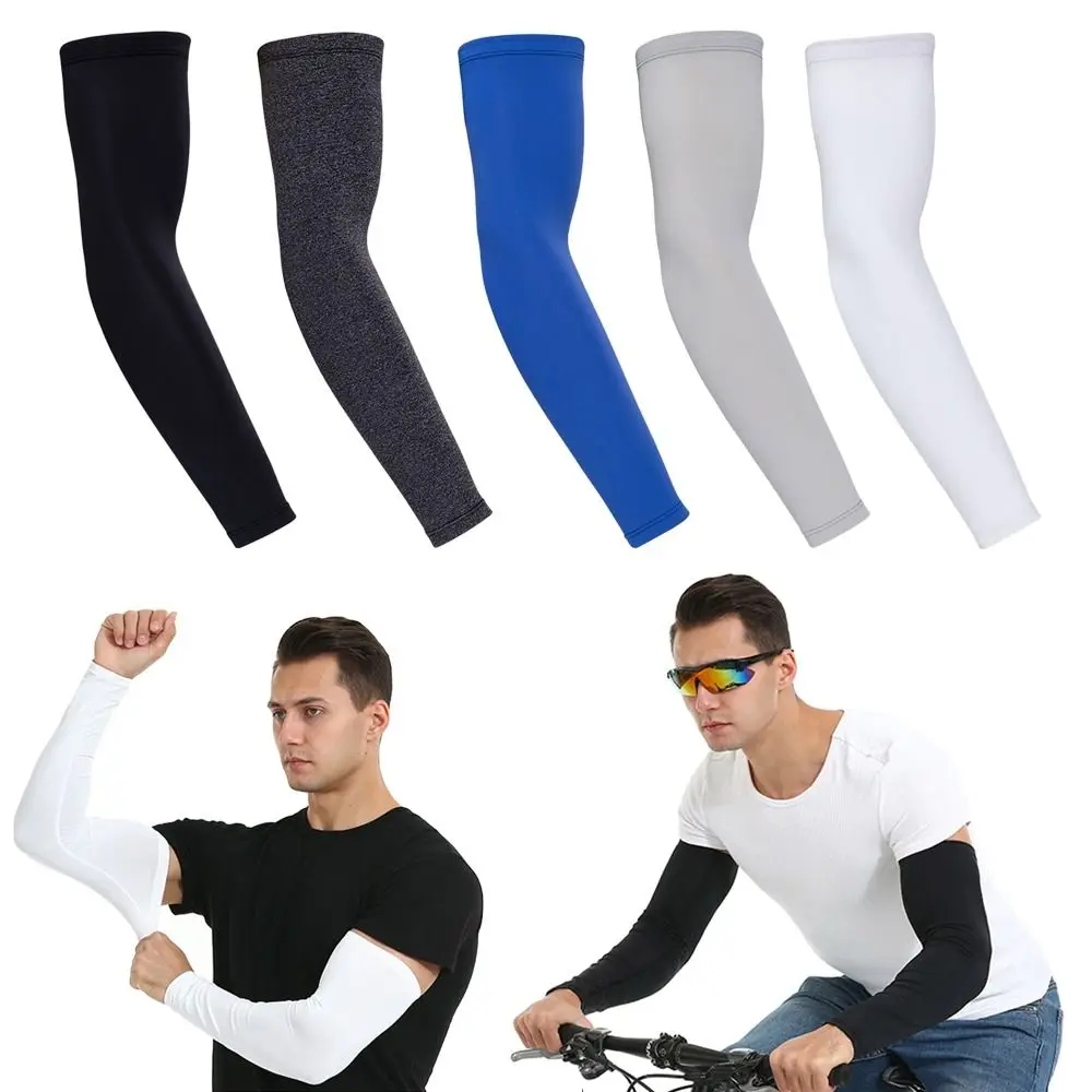 

2PCS Men Cooling Arm Sleeves Cover Sports Running UV Sun Protection Outdoor Fishing Cycling Sleeve With Anti Slip Silicone Strip