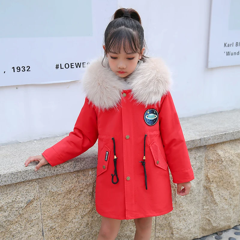 

2022 Thick Windproof Children Parks Clothes Hooded Girls Snow Jackets Fur Warm Baby Boy Coats Outdoor Fashion Kids Outerwear
