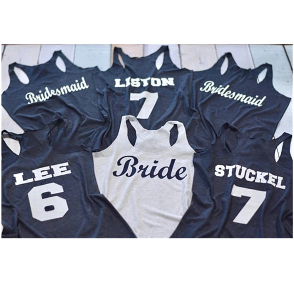 

customized name with number wedding Bride Bridesmaid t shirts tees Matron of honor Bachelor party bridal tanks tops favors