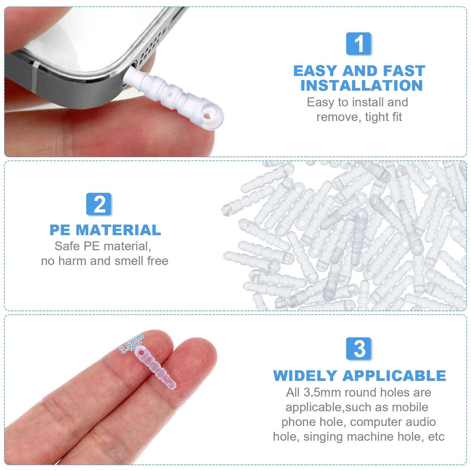 100 шт. DIY штекер для наушников пылезащитный разъем Шарм колпачки аксессуары