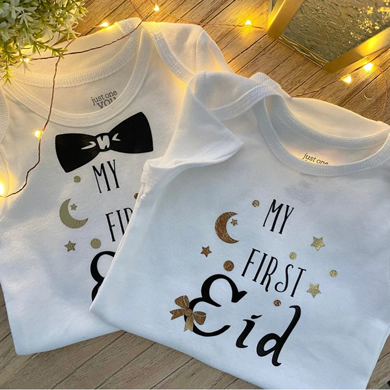 

My First Eid boy girl onesie happy Ramadan Mubarak Al Adha Muslim Islamic Kareem Iftar Party decoration baby shower gift present