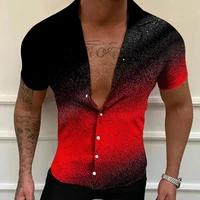 european and american new spring and summer mens short sleeved shirt lapel single breasted casual loose abstract pattern top