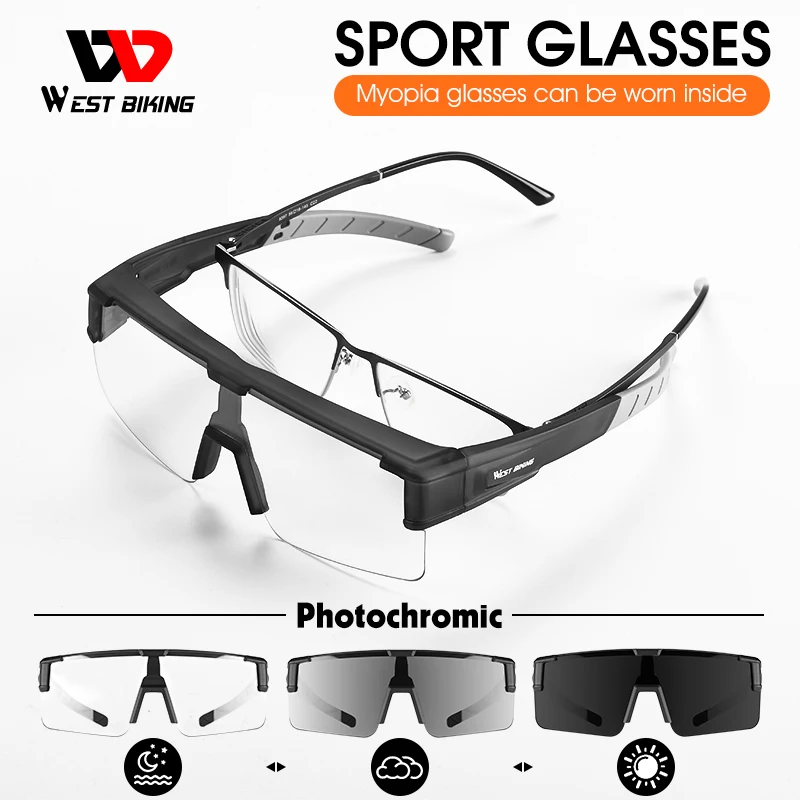 Купи WEST BIKING Large Frame Cycling Glasses Photochromic Polarized Sports Sunglasses Men Women MTB Road Bike Bicycle Eyewear Goggles за 1,144 рублей в магазине AliExpress