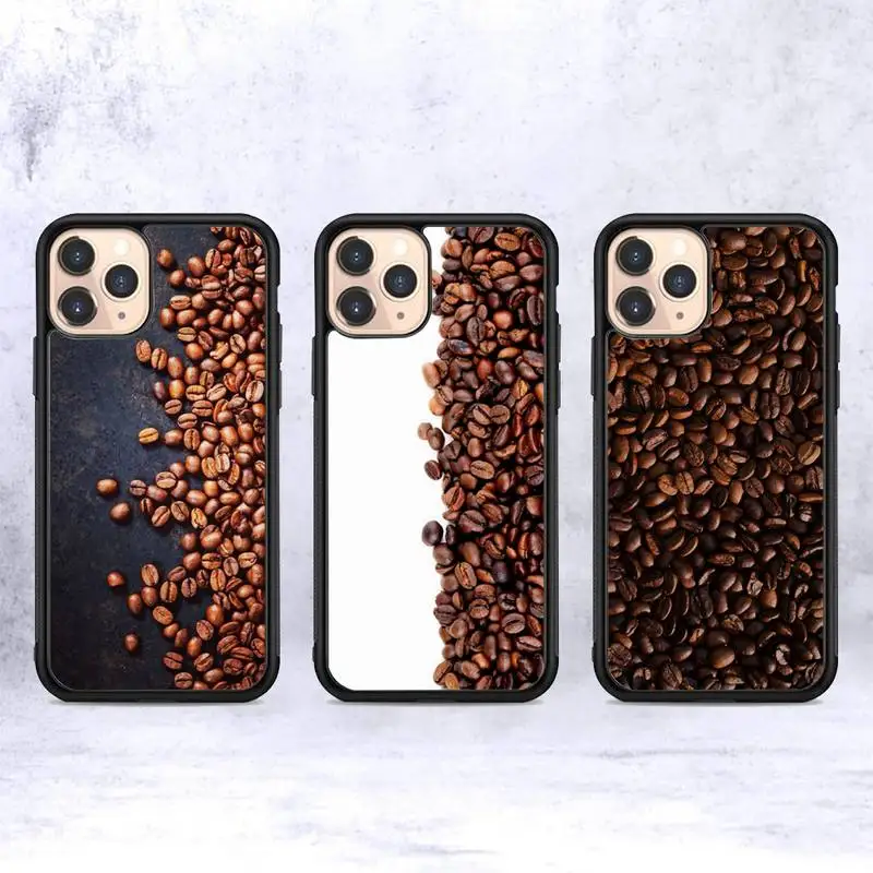 

YNDFCNB Coffee Beans Phone Case Silicone PC+TPU Case for iPhone 11 12 13 Pro Max 8 7 6 Plus X SE XR Hard Fundas
