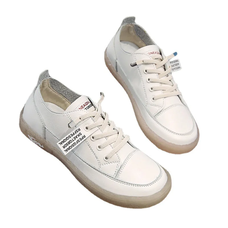 

Women Shoes Leather New Spring British style White Women's loafers Round Toe Casual Platform Shoes Women