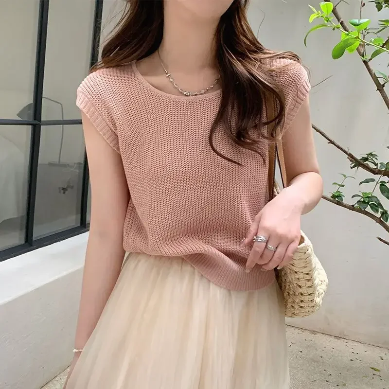 Женский трикотажный полосатый жилет из вискозы свободная летняя футболка без