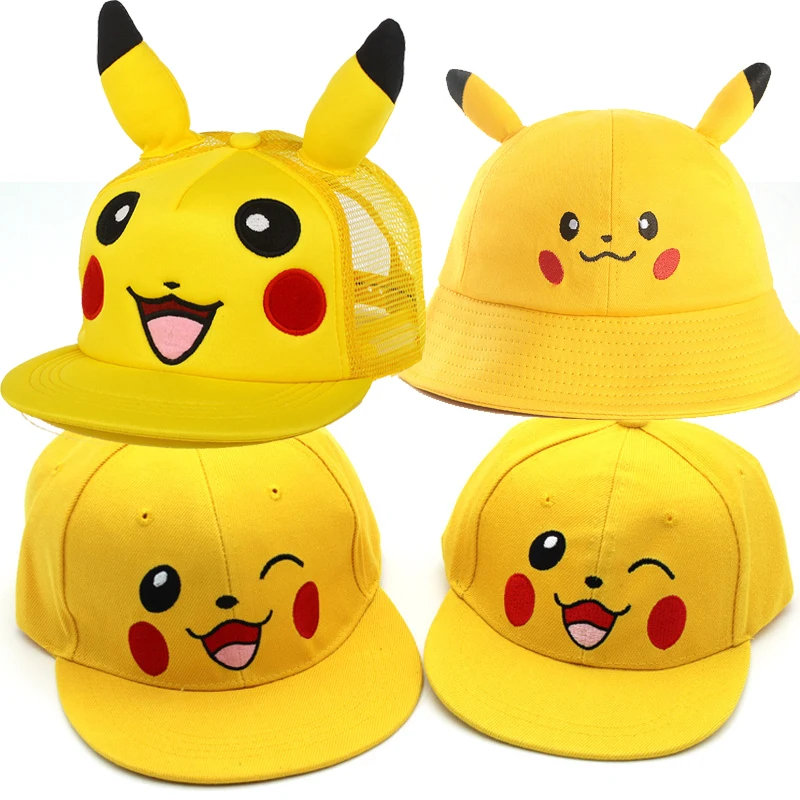 

Pokemon Action Figures Pikachu Adult and Child Anime Sun Hats Cut Fisherman Cubes Outdoor Beach Hats Fashion Birthday Gift