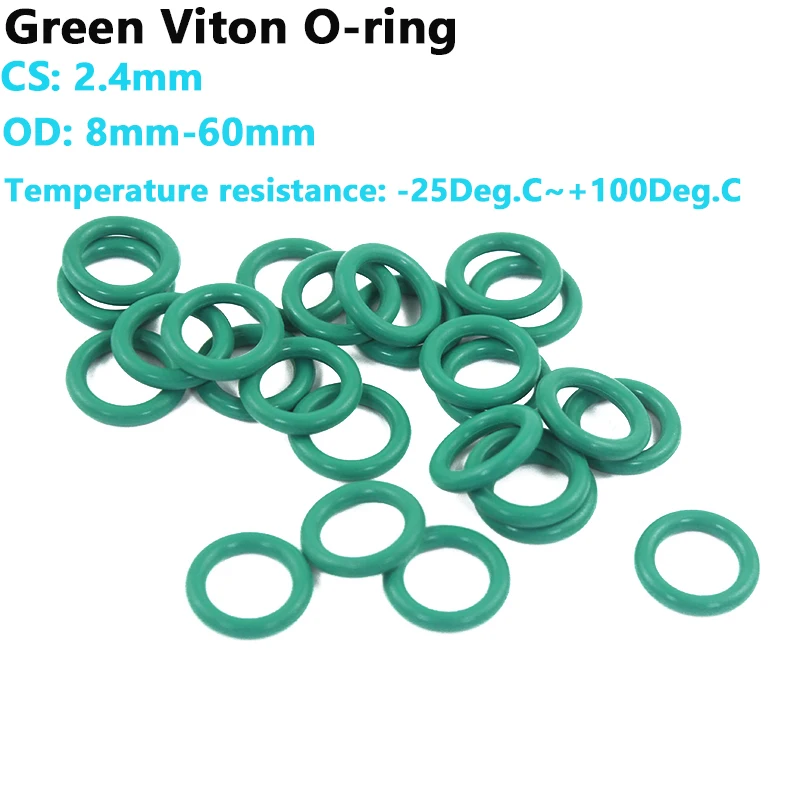 

OD:8mm-60mm Green Fluorine Rubber O-Ring Oil Resistant Acid and Alkali Resistant Gasket FPM O-Ring