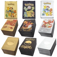 pokemon cards metal gold sliver spanish vmax gx energy card charizard pikachu rare collection battle trainer boys gift