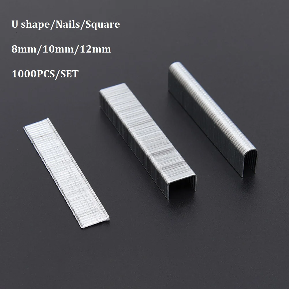 1000pcs U/ Door /T Shaped Staples Nails - 8mm 12mm 10mm For 
