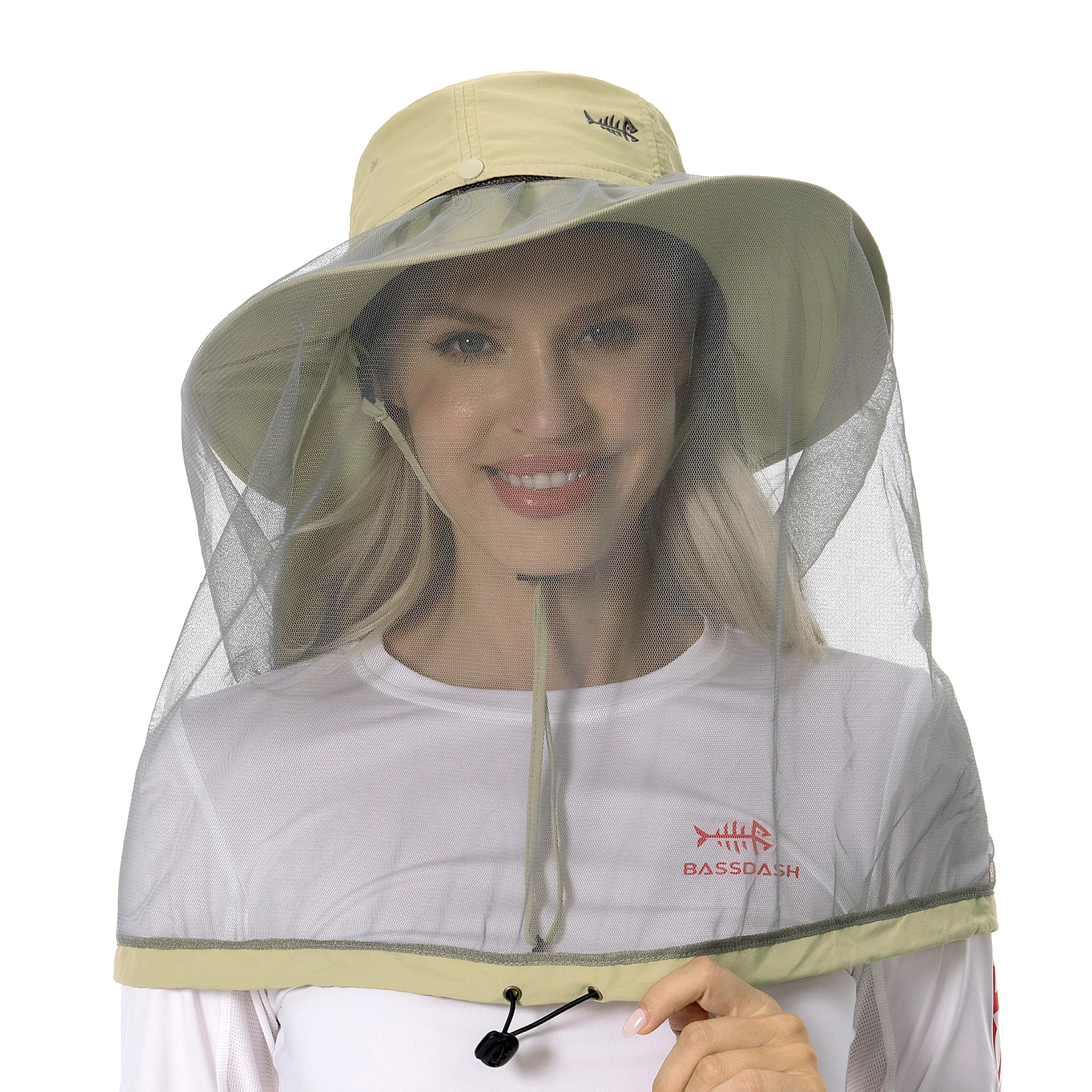 Bassdash UPF 50 + Mosquito sombrero para el sol con red oculta para la cabeza y solapa para el cuello para hombres mujeres pesca al aire libre senderismo Camping