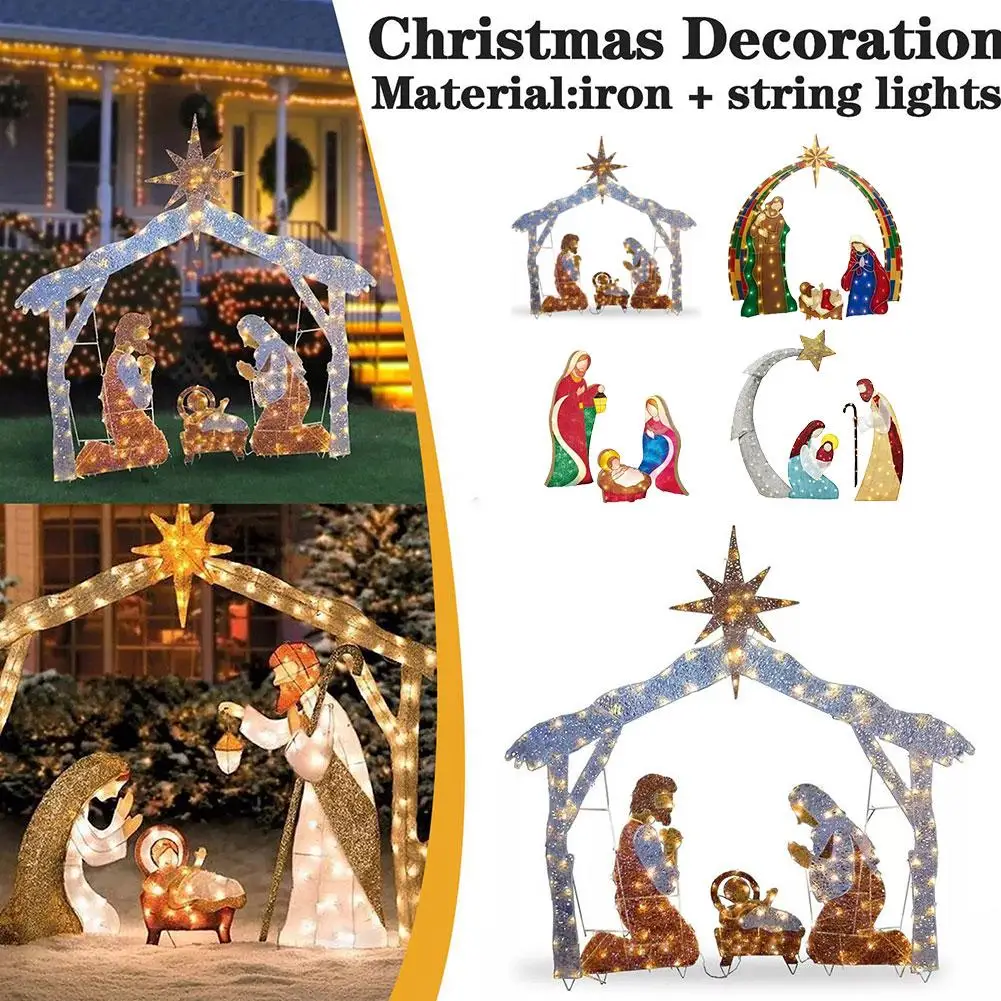 

Nativity Scene Warm White Yard Plane Painting For Easter Christmas Outdoor Yard Garden Decorations Event Decoration Y5D0