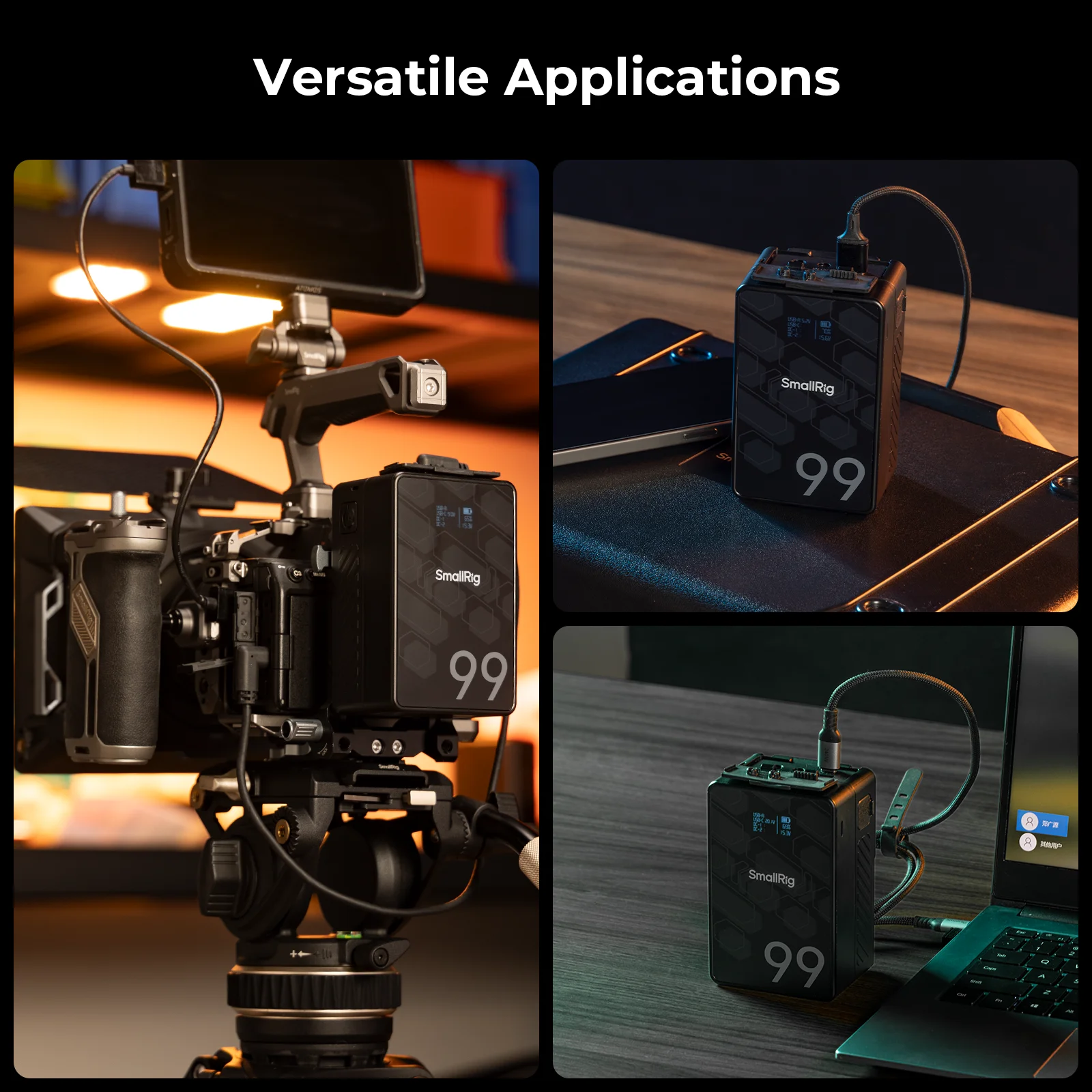 Фото SmallRig Mini V Mount Battery VB99 SE 99Wh 6800mAh V Lock Аккумулятор с выходом 65W OLED-экраном для камеры Монитор Видеосветильник №5