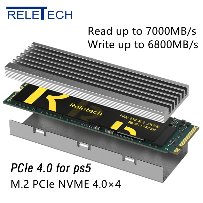 

Супер Скоростной твердотельный накопитель Reletech P400 EVO M.2 SSD NVMe PCIe Gen 4,0 1T2T 2280 M2 SSD для Playstation 5, настольного ноутбука ps5