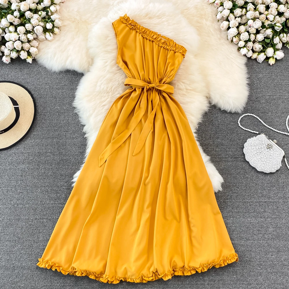 

2022 New Arrival Summer Sexy Women Dress Japanese Solid Office Lady Chiffon Dresses Beach Style Boho Vestidos Femme