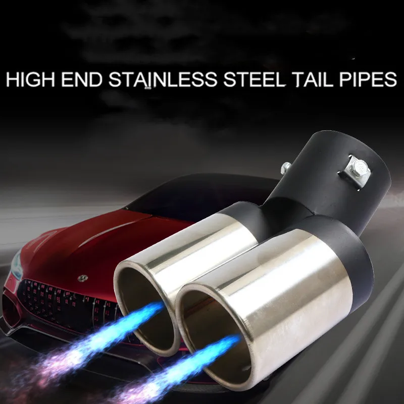 Дешево насадка на выхлоп трубу Двойной наконечник выхлопной трубы из нержавеющей стали, двойной выходной автомобильный глушитель, задний наконеч... Купить насадка на выхлоп трубу Двойной наконечник выхлопной трубы из нержавеющей стали, двойной выходной автомобильный глушитель, задний наконеч...