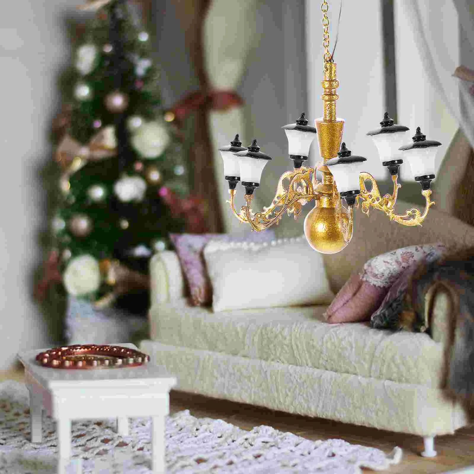 Модель люстры миниатюрный декор для гостиной крошечный дом лампа ветки свет абс