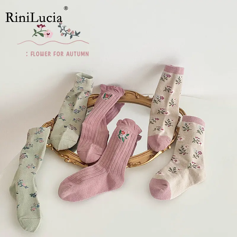 

RiniLucia 3 Pairs/lot Children's Cotton Socks Autumn Spring Boys And Girls Mid Socks Baby Cartoon Multi Color Floor Sock