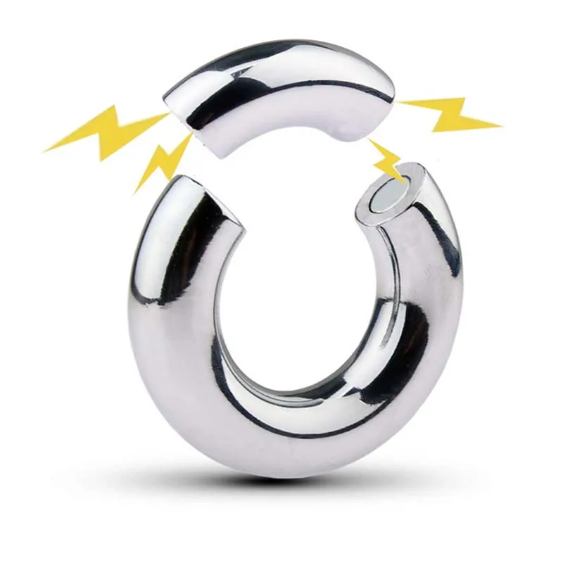 

Металлическое магнитное кольцо на пенис, зажим, мужское устройство целомудрия, кольцо на пенис из нержавеющей стали, Растяжитель Для мошонки, интимные игрушки для взрослых мужчин